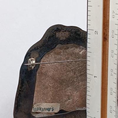 LOT 18: Pre-Columbian Carved Stone Head on Mexico Sterling Silver Back