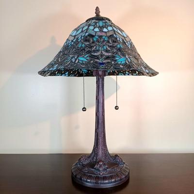 LOT 101B: Blue Stained-Glass Tiffany-Style Lamp
