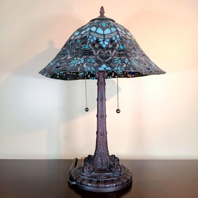 LOT 101B: Blue Stained-Glass Tiffany-Style Lamp