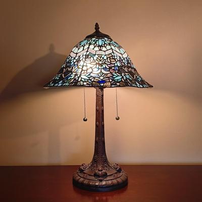 LOT 101B: Blue Stained-Glass Tiffany-Style Lamp