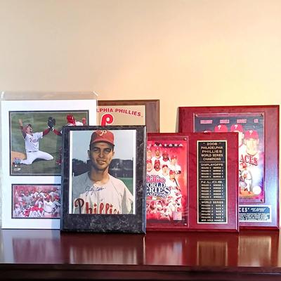 LOT 106B: Phillies 1993 National League Champions Plaque, Signed Photo of Johnny Callison, 2008 World Series Champions Plaque & More