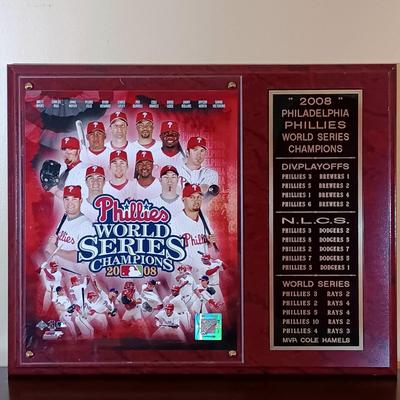 LOT 106B: Phillies 1993 National League Champions Plaque, Signed Photo of Johnny Callison, 2008 World Series Champions Plaque & More