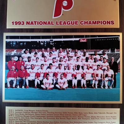 LOT 106B: Phillies 1993 National League Champions Plaque, Signed Photo of Johnny Callison, 2008 World Series Champions Plaque & More