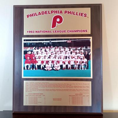 LOT 106B: Phillies 1993 National League Champions Plaque, Signed Photo of Johnny Callison, 2008 World Series Champions Plaque & More