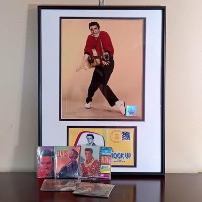 LOT 111B: Elvis Presley Sealed Chu-Bops Mini Bubblegum Albums w/ 'All Shook Up' Photo and Envelope in Frame