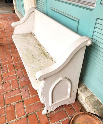 Lot #297 Antique Painted Church Pew/Bench - Cypress