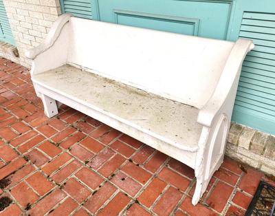 Lot #297 Antique Painted Church Pew/Bench - Cypress