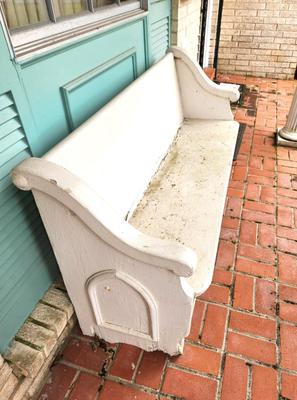 Lot #297 Antique Painted Church Pew/Bench - Cypress