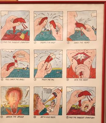 Lot #300 How to Eat Crawfish Print - Framed