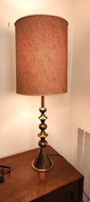 Lot #302 Mid Century Modern Lamp - original shade/brass base