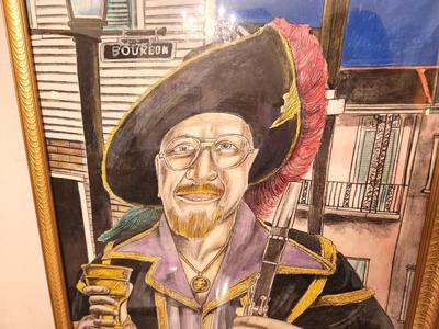 Lot #306 Original portrait of Pete In a Half Fast costume - Likely Pirate LaPete - framed