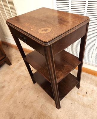 Lot #308 Vintage Side Table/Nightstand with drawer, 2 shelves