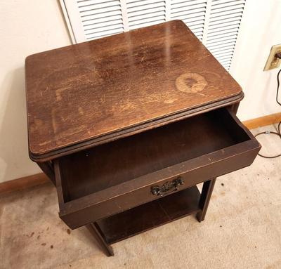 Lot #308 Vintage Side Table/Nightstand with drawer, 2 shelves