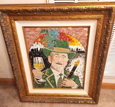 Lot #313 Large Original Mosaic - Pete Portrait - Virone Studio Modern Mosaics