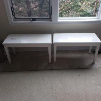 Two White Matching Benches w/ Storage (PB-KD)