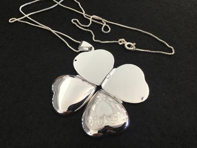 Sterling Silver Quad Heart Locket Sterling Chain