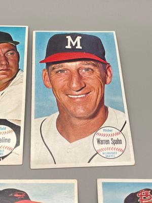 LOT 131B: 1964 Topps Giant Baseball Cards (7) - Clemente, Spahn, Yastrzemski, Kaline, Killebrew, Ken Boyer Brooks Robinson,