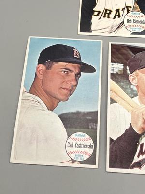 LOT 131B: 1964 Topps Giant Baseball Cards (7) - Clemente, Spahn, Yastrzemski, Kaline, Killebrew, Ken Boyer Brooks Robinson,