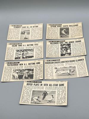 LOT 131B: 1964 Topps Giant Baseball Cards (7) - Clemente, Spahn, Yastrzemski, Kaline, Killebrew, Ken Boyer Brooks Robinson,