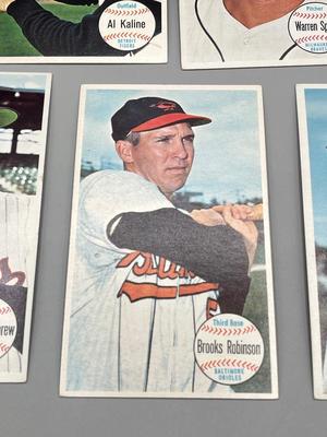 LOT 131B: 1964 Topps Giant Baseball Cards (7) - Clemente, Spahn, Yastrzemski, Kaline, Killebrew, Ken Boyer Brooks Robinson,