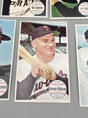 LOT 131B: 1964 Topps Giant Baseball Cards (7) - Clemente, Spahn, Yastrzemski, Kaline, Killebrew, Ken Boyer Brooks Robinson,