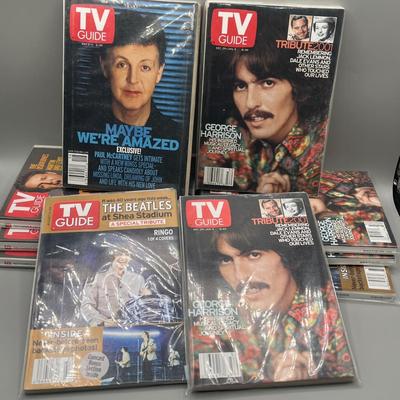 LOT 133B: Vintage Beatles TV Guide Magazines - All Four Beatles 2000 Covers + "White Album" Cover and More