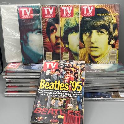 LOT 133B: Vintage Beatles TV Guide Magazines - All Four Beatles 2000 Covers + "White Album" Cover and More