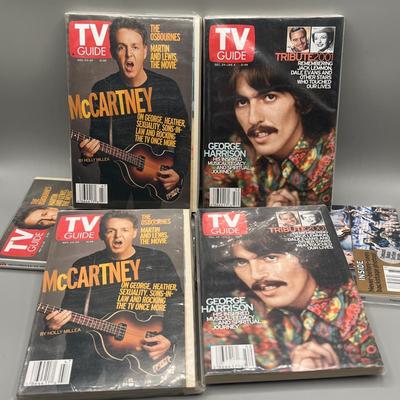 LOT 133B: Vintage Beatles TV Guide Magazines - All Four Beatles 2000 Covers + "White Album" Cover and More