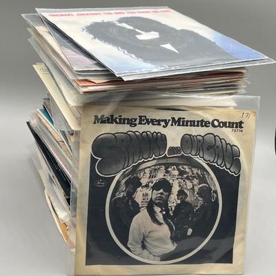 LOT 135B: Stack of 45s Vinyl (Dozens of Records) - Bruce Springsteen, AC/DC, Bob Dylan and Much More