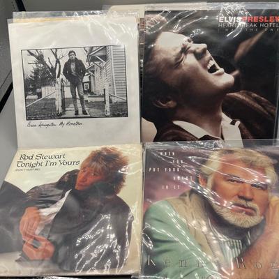 LOT 136B: Stack of 45s Vinyl (Dozens of Records) - Elvis, David Bowie, Joan Jett and Much More