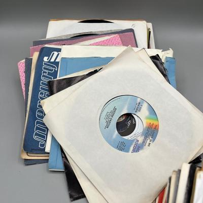 LOT 138B: Stack of 45s Vinyl (Dozens of Records) - The Fixx, Janet Jackson, Gloria Estefan and Much More
