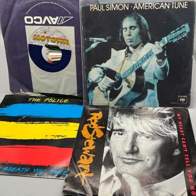 LOT 139B: Stack of 45s Vinyl (Dozens of Records) - Eric Clapton, Paul Simon, Michael Jackson and Much More