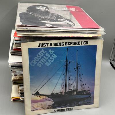 LOT 161B: Stack of 45s Vinyl (Dozens of Records) - Queen & David Bowie, Blondie, Talking Heads and Much More