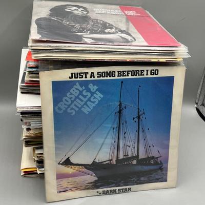 LOT 161B: Stack of 45s Vinyl (Dozens of Records) - Queen & David Bowie, Blondie, Talking Heads and Much More