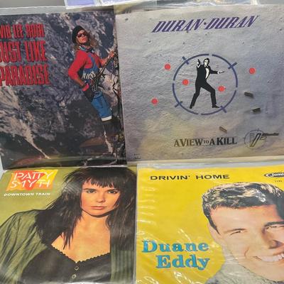 LOT 181B: Stack of 45s Vinyl (Dozens of Records) - Merle Haggard, The Cars, Duran-Duran and Much More