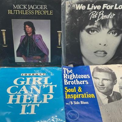 LOT 182B: Stack of 45s Vinyl (Dozens of Records) - Journey, Willie Nelson, The Righteous Brothers and Much More