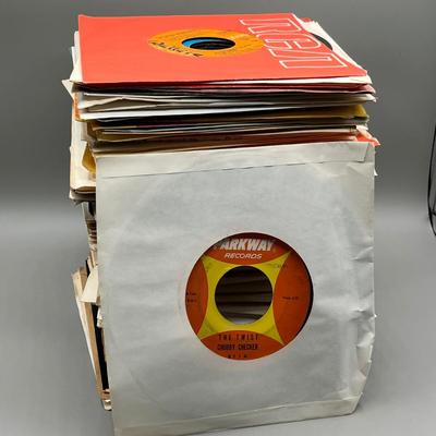 LOT 183B: Stack of 45s Vinyl (Dozens of Records) - Chubby Checker, Johnny Nash, Neil Diamond and Much More