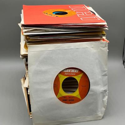 LOT 183B: Stack of 45s Vinyl (Dozens of Records) - Chubby Checker, Johnny Nash, Neil Diamond and Much More
