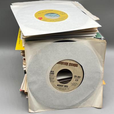 LOT 186B: Stack of 45s Vinyl (Dozens of Records) - The Rolling Stones, Lou Reed, The Monkees and Much More