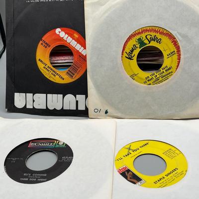 LOT 189B: Stack of 45s Vinyl (Dozens of Records) - Janis Joplin, Grateful Dead, Stevie Wonder and Much More