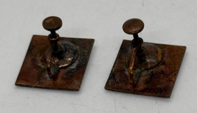 Vintage Art Deco Screw Back Earrings Abstract white with blue & red