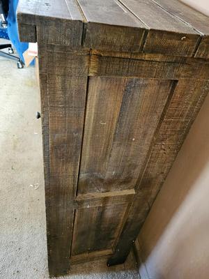 Farmhouse Distressed Accent Sideboard Cabinet with Storage shelves and glass doors