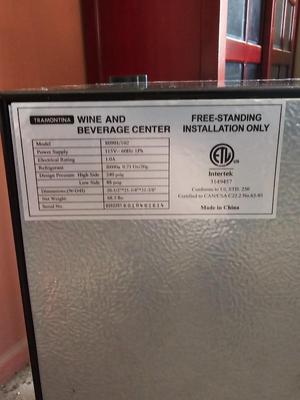 Tramontina Home Appliances 4.4 CU. Ft. Wine & Beverage Center cooler /refrigerator