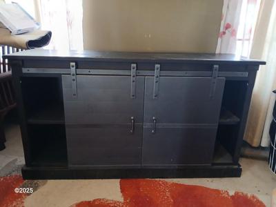 Mission Furniture - Media cabinet with metal sliding front doors