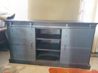 Mission Furniture - Media cabinet with metal sliding front doors