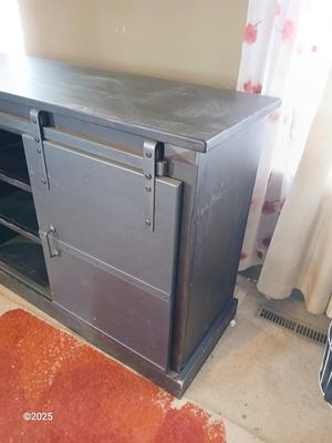 Mission Furniture - Media cabinet with metal sliding front doors