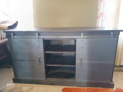 Mission Furniture - Media cabinet with metal sliding front doors