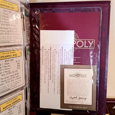 LOT 112B: The Franklin Mint Monopoly Collector's Edition w/ COA