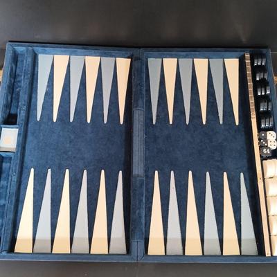 LOT 114B: Vintage Aries Travel Backgammon, Marlboro Poker Chip Set, Pleasantime Domino Set & More