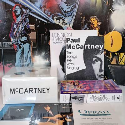LOT 155B: Vintage Wings Over America Promo Poster, Paul McCartney III Box Set, Thomson's George Harrison: Behind the Locked Door...